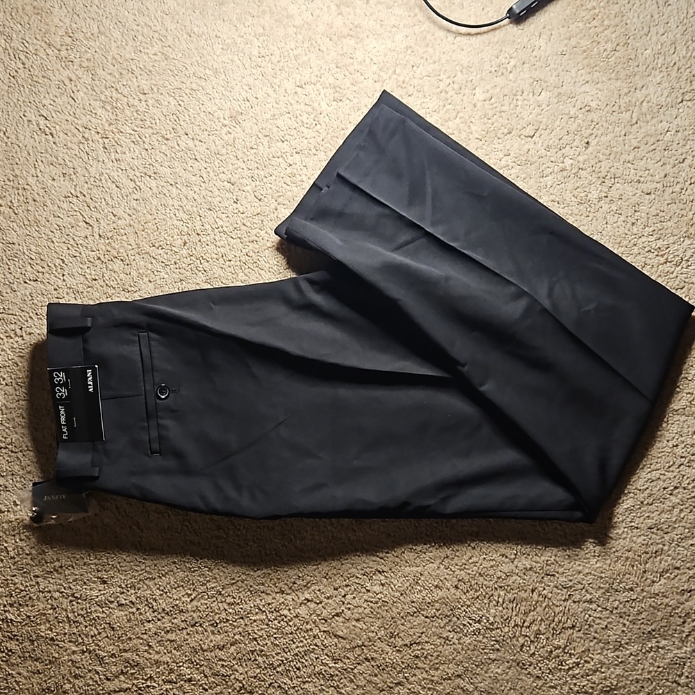 Men's Alfani Flat Front Pants Black Sz 32x32